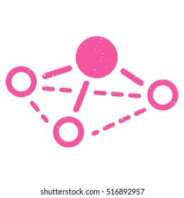Molecule rubber seal stamp watermark. Icon vector symbol with grunge design and dust texture. Scratched pink ink sign on a white background.