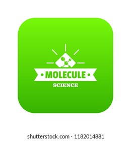 Molecule science icon green vector isolated on white background