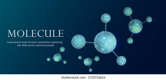 Molecule. Science, research, chemistry, biotechnology, medical concept illustration or background.  Science concept, nano technology. Polygon vector wireframe concept.