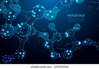 Molecule. Scientific molecule background for  science, technology, chemistry.  DNA digital, code structure. Science concept, nano technology. Polygon vector wireframe concept. 