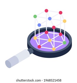 Molecule search icon, editable vector of chemical search 