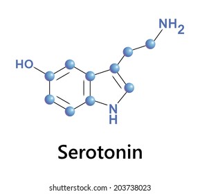 Molecule of serotonin, vector illustration.
