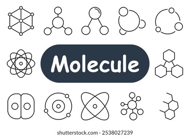 Molecule set icon. Atoms, molecular structures, chemical bonds, and atomic models. Best for science, chemistry, and molecular research