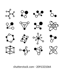 Color editable de la plantilla de iconos de conjunto de moléculas. Ilustración vectorial de símbolo de paquete molecular para diseño gráfico y web.