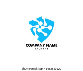 Molecule Shield Logo Template Vector Illustration