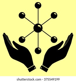 Molecule sign. Flat style icon vector illustration.