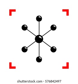 Molecule sign illustration. Black icon in focus corners on white background. Isolated.