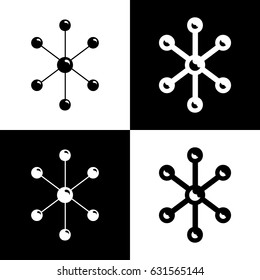 Molecule sign illustration. Vector. Black and white icons and line icon on chess board.