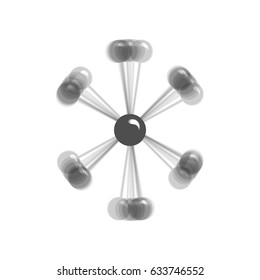 Molecule sign illustration. Vector. Gray icon shaked at white background.