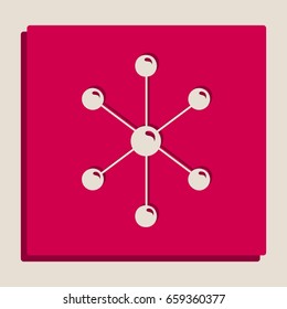 Molecule sign illustration. Vector. Grayscale version of Popart-style icon.
