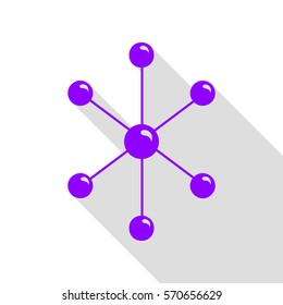 Molecule sign illustration. Violet icon with flat style shadow path.