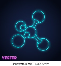 Molecule sign neon light design. Vector illustration.