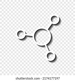 Vector de icono sencillo de molécula. Blanco con sombra en la cuadrícula transparente.ai