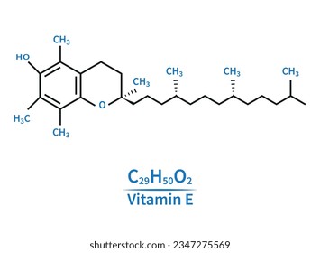 Fórmula esquelética molécula de la ilustración vectorial de la vitamina E o alfa-tocoferol.