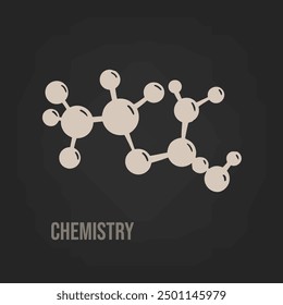 Molecule sketch for chemistry, biology lessons hand-drawn on a dark background. Vector