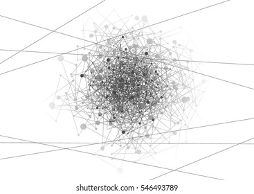 The molecule in space. Chaotic elements - abstract vector illustration.