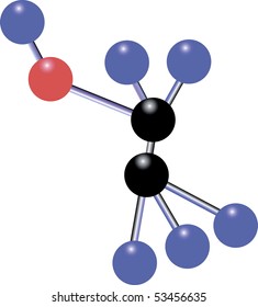 Molecule of spirit in the form of the colour spheres connected among themselves