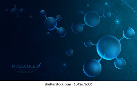 Molecule structure abstract background. Medical, research, chemistry, biotechnology, science and technology concepts, vector illustration. 