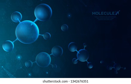 Molecule structure abstract background. Medical, research, chemistry, biotechnology, science and technology concepts, vector illustration. 