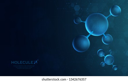 Molecule structure abstract background. Medical, research, chemistry, biotechnology, science and technology concepts, vector illustration. 