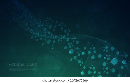 Molecule structure abstract background. Medical, research, chemistry, biotechnology, science and technology concepts, vector illustration. 