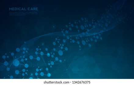 Molecule structure abstract background. Medical, research, chemistry, biotechnology, science and technology concepts, vector illustration. 