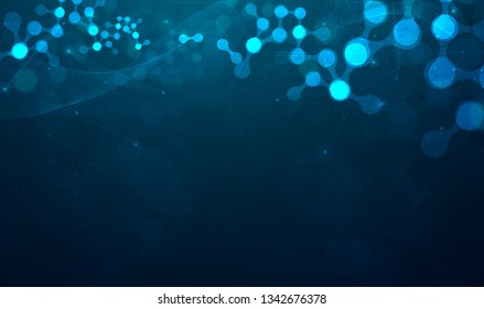 Molecule structure abstract background. Medical, research, chemistry, biotechnology, science and technology concepts, vector illustration. 