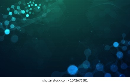 Molecule structure abstract background. Medical, research, chemistry, biotechnology, science and technology concepts, vector illustration. 
