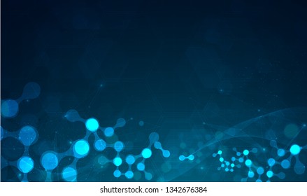 Molecule structure abstract background. Medical, research, chemistry, biotechnology, science and technology concepts, vector illustration. 