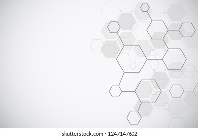 Estructura molécula abstracta de fondo tecnológico. Diseño médico. Plantilla de ciencia, papel pintado o pancarta. Ilustración del vector