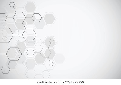 Molecule structure abstract tech background. Medical design. Science template, wallpaper or banner. Vector illustration