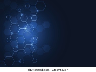 Molecule structure abstract tech background. Medical design. Science template, wallpaper or banner. Vector illustration