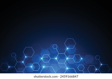 Molecule structure abstract tech background. Medical design. Science template, wallpaper or banner. Vector illustration