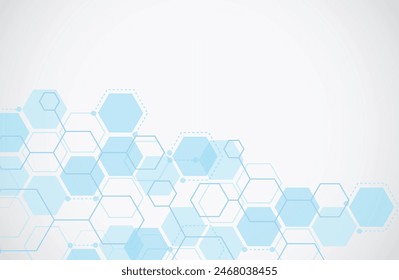 Molecule structure abstract tech background. Medical design. Science template, wallpaper or banner. Vector illustration