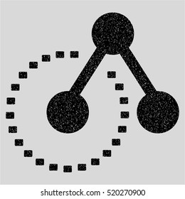 Molecule Structure Analysis grainy textured icon for overlay watermark stamps. Flat symbol with scratched texture.