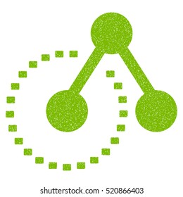 Molecule Structure Analysis grainy textured icon for overlay watermark stamps. Flat symbol with dirty texture. Dotted vector eco green ink rubber seal stamp with grunge design on a white background.