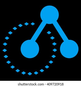 Molecule Structure Analysis vector toolbar icon. Style is flat icon symbol, blue color, black background, rhombus dots.