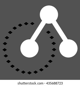 Molecule Structure Analysis vector toolbar icon. Style is bicolor flat icon symbol, black and white colors, gray background, rhombus dots.