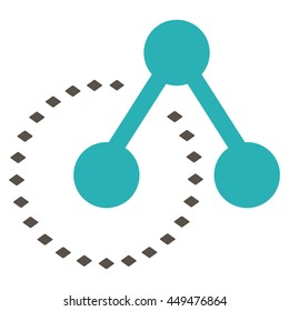 Molecule Structure Analysis vector toolbar icon. Style is bicolor flat icon symbol, grey and cyan colors, white background, rhombus dots.