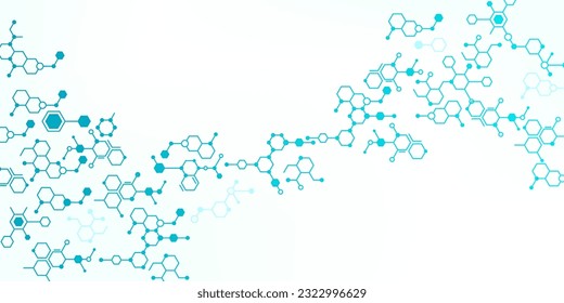 Molekularstruktur, Hintergrund, molekulares Wissenschaftsmuster. Molekulare Biologie, Chemielabor oder Physik, Vektorhintergrund. Bildschirmhintergrund für Medizin und Nanotechnologie mit Molekülstruktur