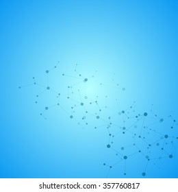 Molecule structure and communication on the blue background. Vector illustration