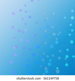 Molecule structure and communication on the blue background. Vector illustration