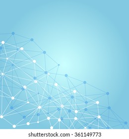 Molecule structure and communication on the blue background. Vector illustration