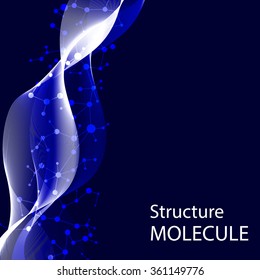 Molecule structure and communication on the blue background. Vector illustration