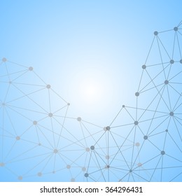 Molecule structure and communication on the blue background. Vector illustration