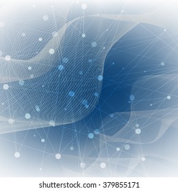 Molecule structure and communication on the blue background. Vector illustration