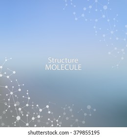 Molecule structure and communication on the blue background. Vector illustration