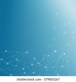 Molecule structure and communication on the blue background. Vector illustration