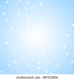 Molecule structure and communication on the blue background. Vector illustration