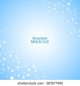 Molecule structure and communication on the blue background.illustration